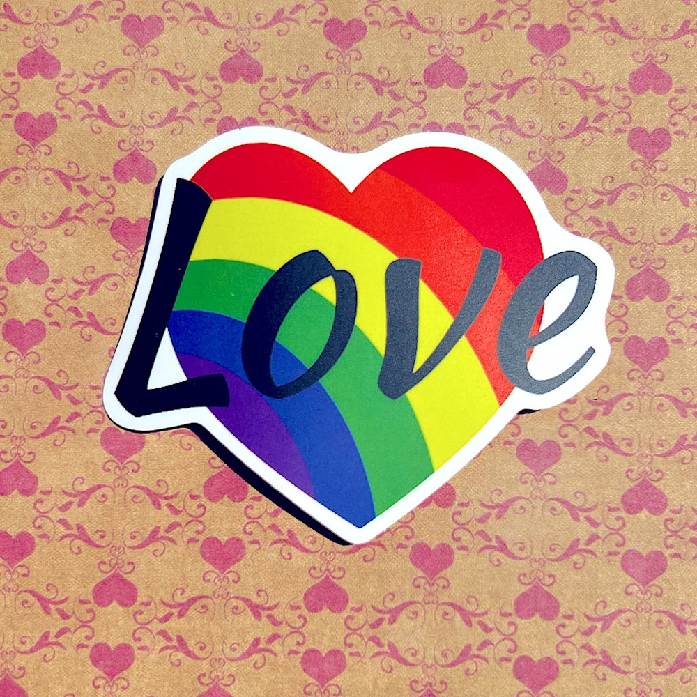 LOVE Pride Month LGBTQIA + Rainbow Vibrant Single Decor Design Accent Sticker